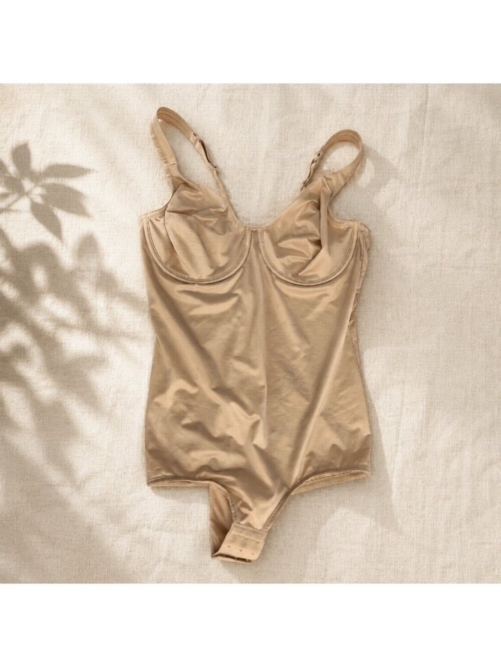 Vintage 90s Y2K Cabernet Nude Bodysuit Slimming Shapewear Size 36C Underwire